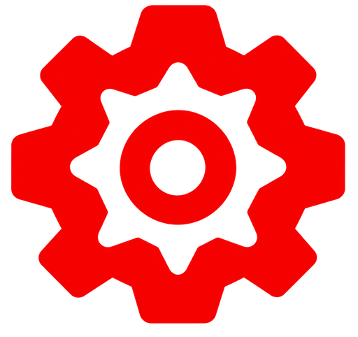 Bright Red Gear Icon
